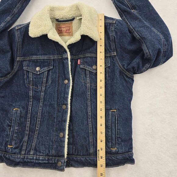 Levis Original Classic Sherpa Trucker Jacket  Women's Size Medium Blue Denim EUC - Picture 9 of 11